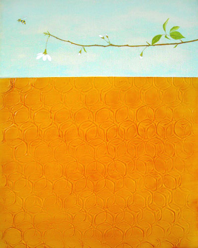 Bob Armstrong, Bees Out of Balance. Acrylic on canvas, 20 x 16 inches. ©The Artist