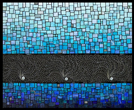 ©2009 Jacqueline Iskander, Impromptu in Blue. Mixed media mosaic. 