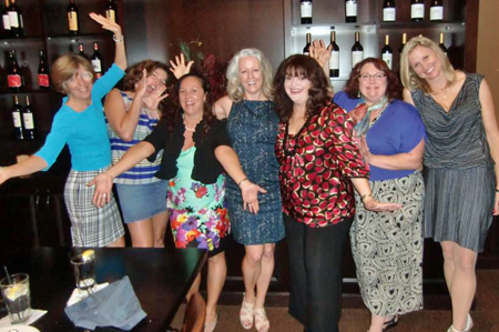 At dinner with artists Rae Marie, Angeline-Marie Martinez, Shari Sherman, me, Denisse Berlinghieri, Robin Pedrero, and Victoria Page Miller.