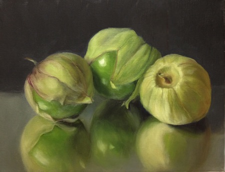 Dorothy Lorenze painting of tomatillos