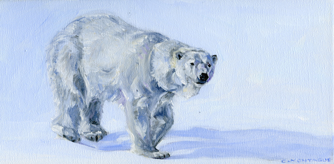©Christine Montague, Soft Snow. Oil on canvas, 6 x 12 x .75 inches. Used with permission. 