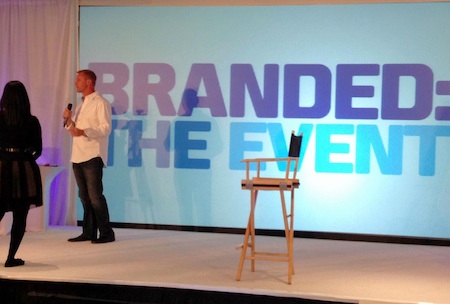 Wade Hinderks in front of Branded the Event slide