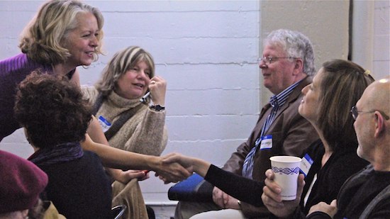 Meeting students at a workshop in San Francisco. Photo by Jim Finley. 
