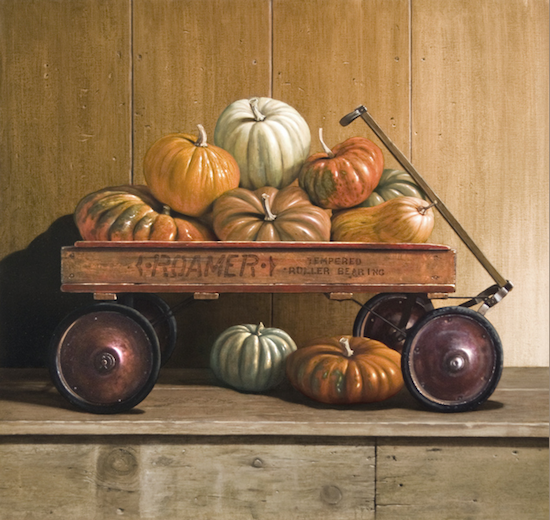 Colorful pumpkins in a wagon by Richard Hall