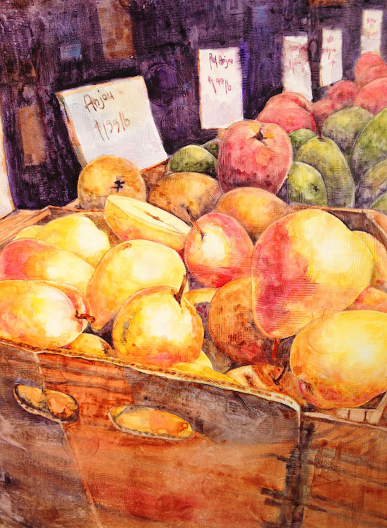 Painting of pears by Sarah Hansen