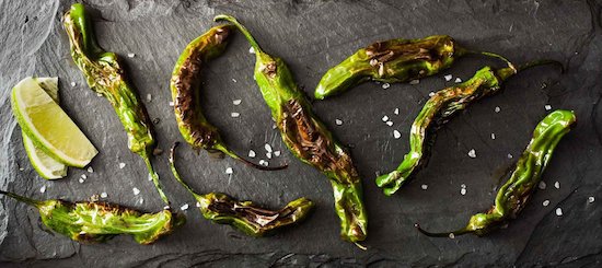 Green peppers with lime and salt photo by Jonathan Meter