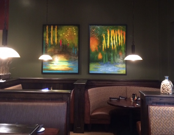 Leslie Neumann’s art installed in a restaurant.