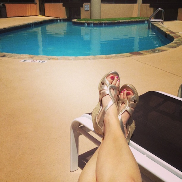 sandals by pool