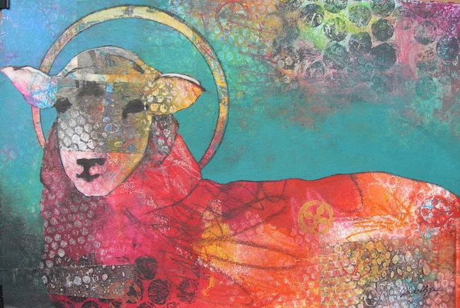 ©Caroline C. Brown, Lamb of God. Mixed media on paper, 18 x 24 inches. Used with permission.
