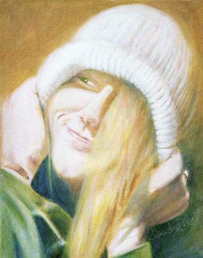 Acrylic painting of boy in beany hat artist Claudia Dose | on Art Biz Success