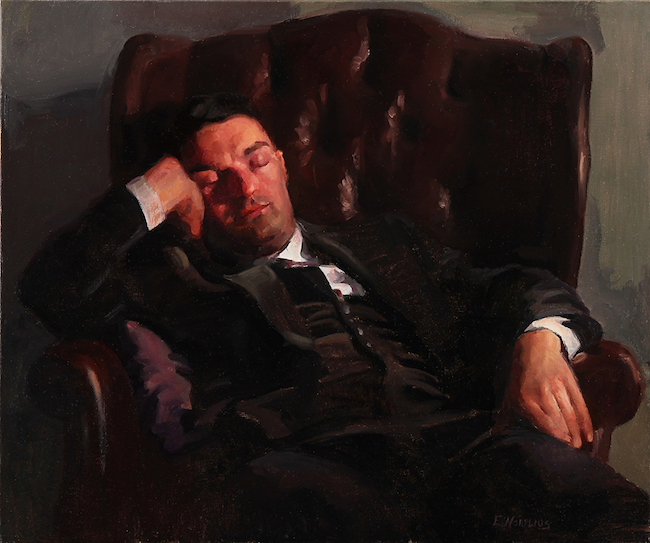 Erica Norelius painting of man dreaming of Sargent
