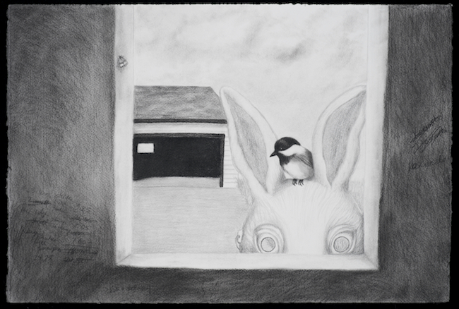 Drawing of rabbit and bird by Terri Myers Wentzka