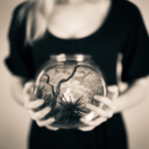 Tami Bone photograph of woman holding terrarium