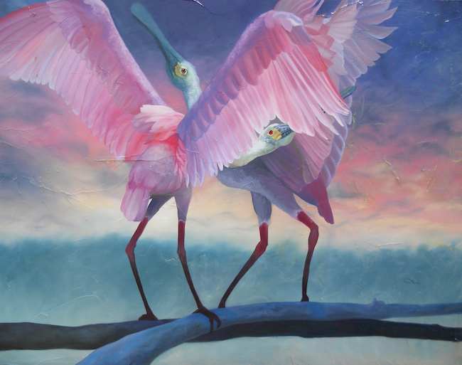 Roseate Spoonbills painting by Allison Richter