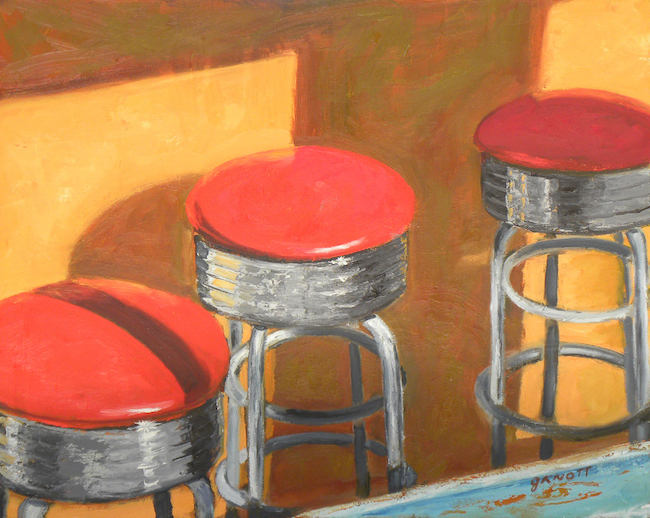 ©Judy Knott, Jerome Barstools. Oil on canvas, 16 x 20 inches. Used with permission. 