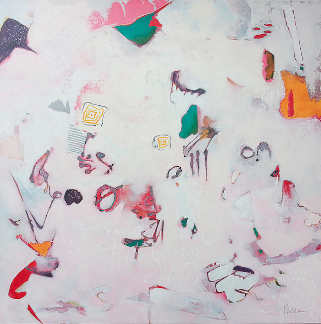 ©Rebecca Nolda, Brave, Sweet Pink. Mixed media on gallery-wrap canvas, 36 x 36 inches. Used with permission.