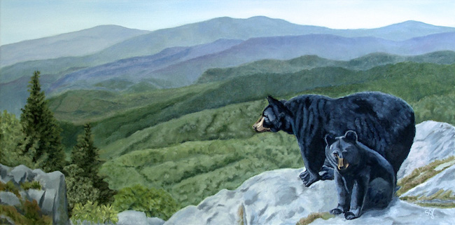 ©Susan Garrigues, Bears on the Mountain. Oil on canvas, 12 x 24 inches. Used with permission.