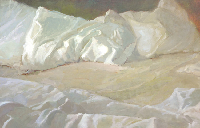 Sally Strand, Pillows. Oil on linen, 24 x 36 inches. Used with permission.