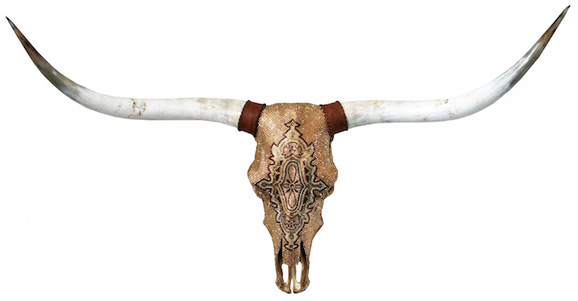 Rene Gibson Survana Swarovski crystal cow skull | on Art Biz Success