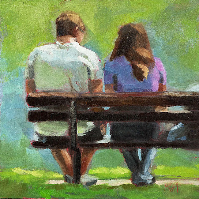 ©Krista Hasson, Contemplating. Oil on board, 6 x 6 inches. Used with permission. 