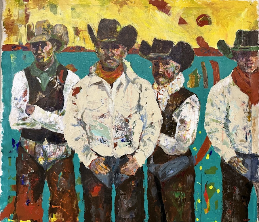 Painting of cowboys by Lynn Samis