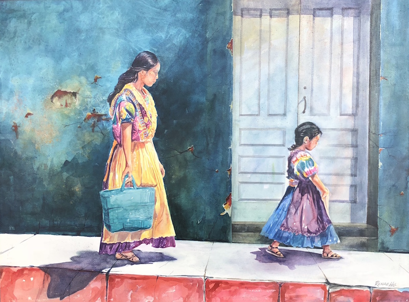 ©Renae Hill, From the Market. Watercolor on Arches watercolor paper gallery wrapped on canvas, 20 x 30 inches. Used with permission. 