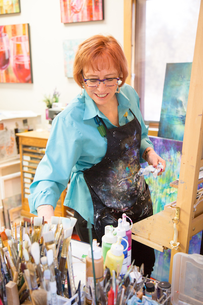 Artist Carol McIntyre in her studio