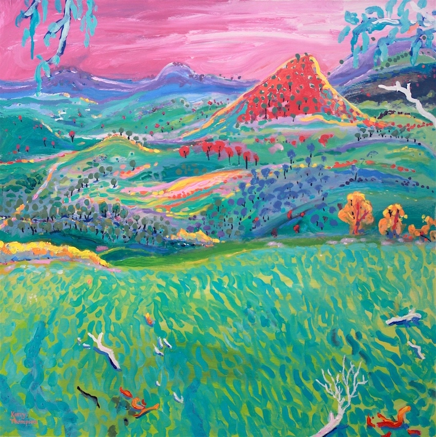 Colorful landscape painting by Kerry Thompson