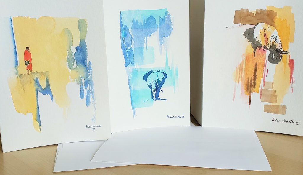 Hand-painted watercolor cards by artist Alison Nicholls