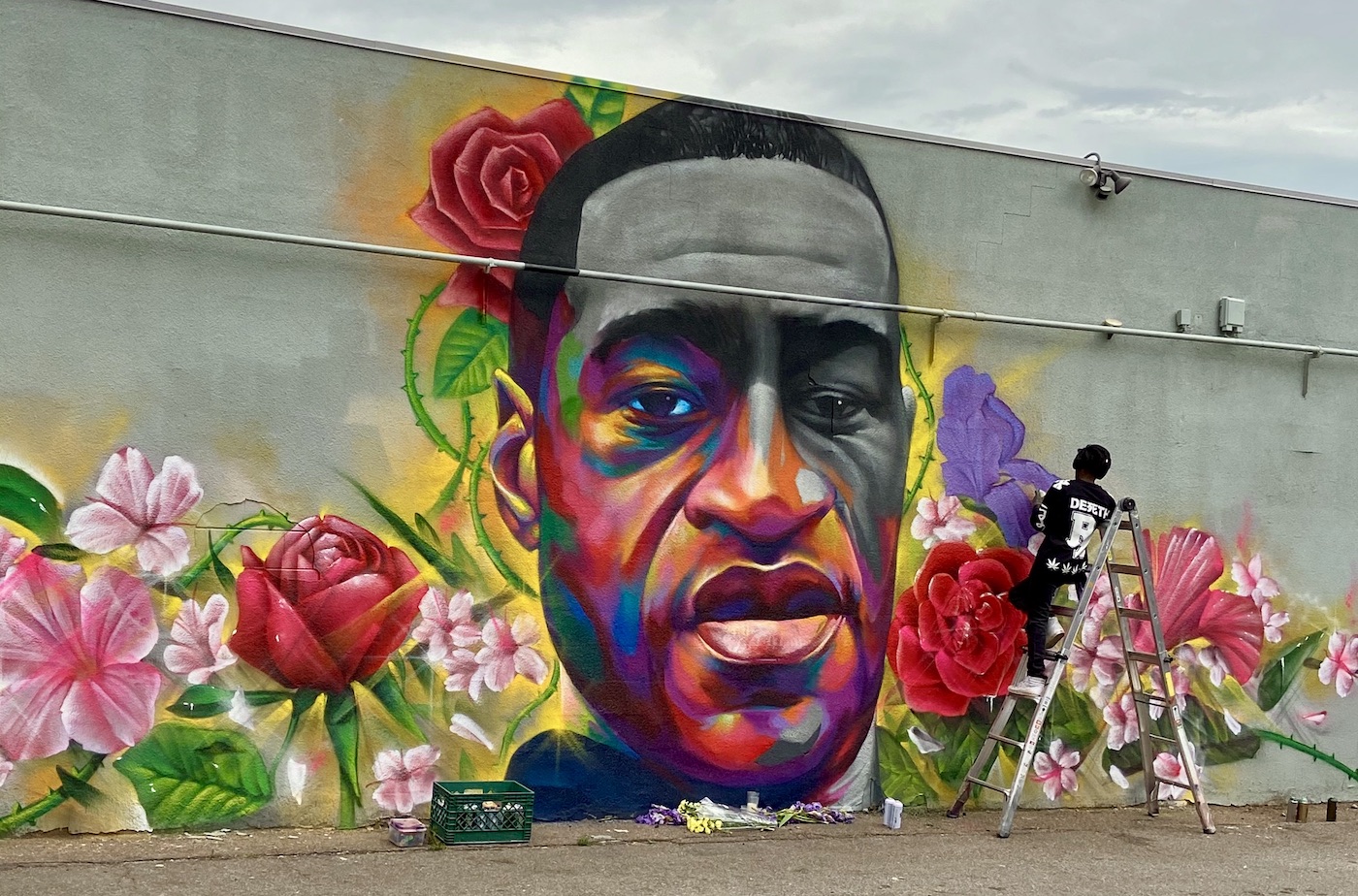 George Floyd Mural in Denver by Detour and Hiero Veiga