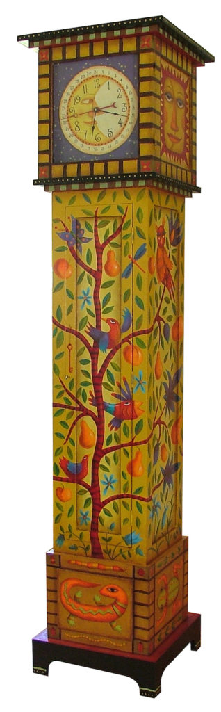 Handpainted grandfather clock by Cindy Revell