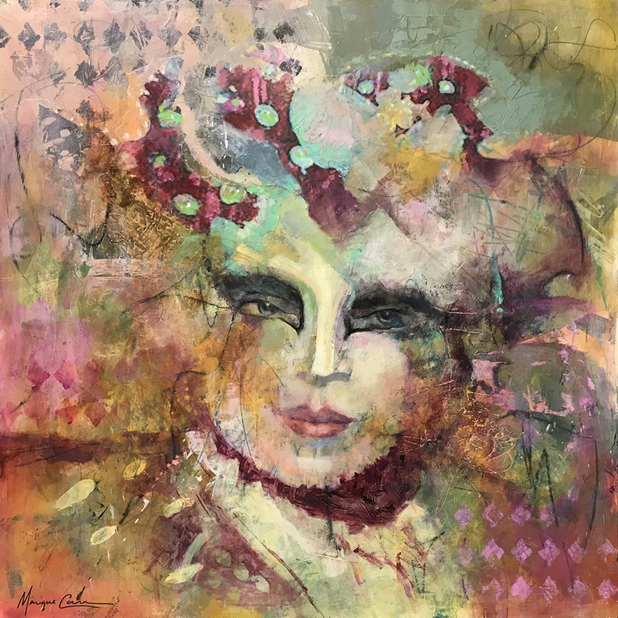 Painting of Mardi Gras face by Monique Carr