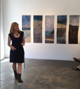 Lisa Call giving an artist talk at Spark Gallery in Denver
