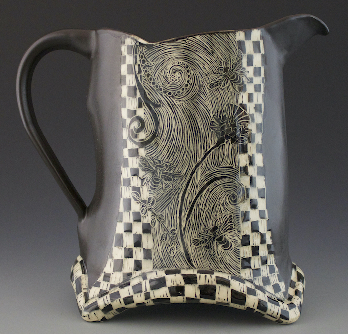 Ceramic pitcher woodcut Patricia Griffin | on Art Biz Podcast