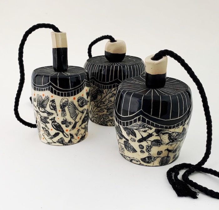 Ceramic bells etched artist Patricia Griffin | on Art Biz Podcast