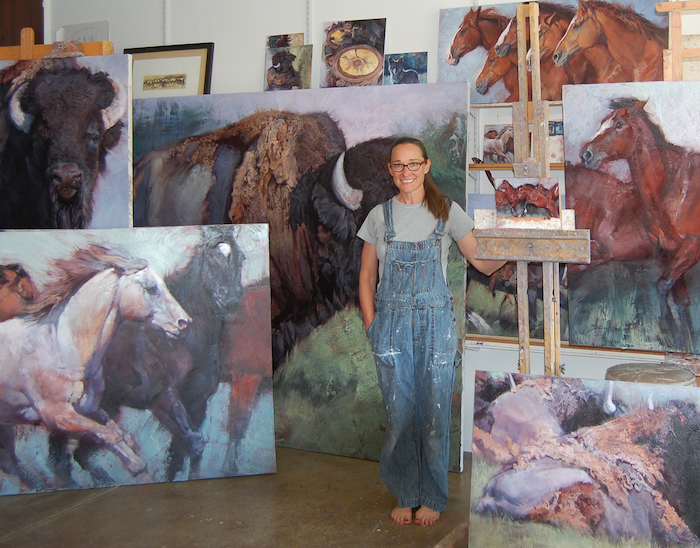 Artist Jill Soukup in studio | on Art Biz success