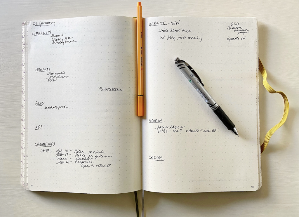 2-page spread of notebook | on Art Biz Success
