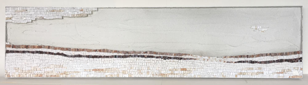 white toned shore landscape Stone and glass tile mosaic artist Sue Giannotti | on Art Biz Success