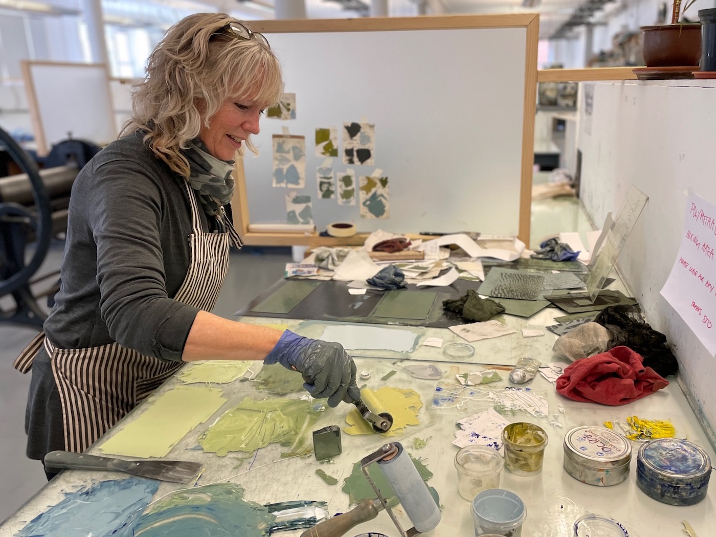 Artist Amy Clay in the studio
