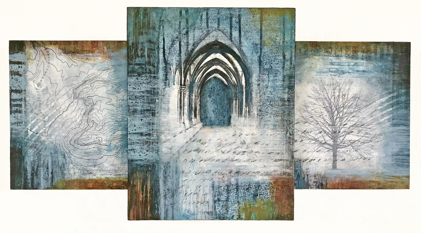 Triptych painting by Amy Clay
