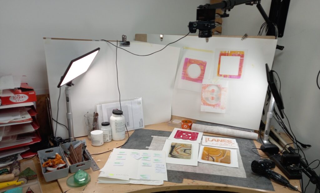 Video setup in Sally Hirst's studio